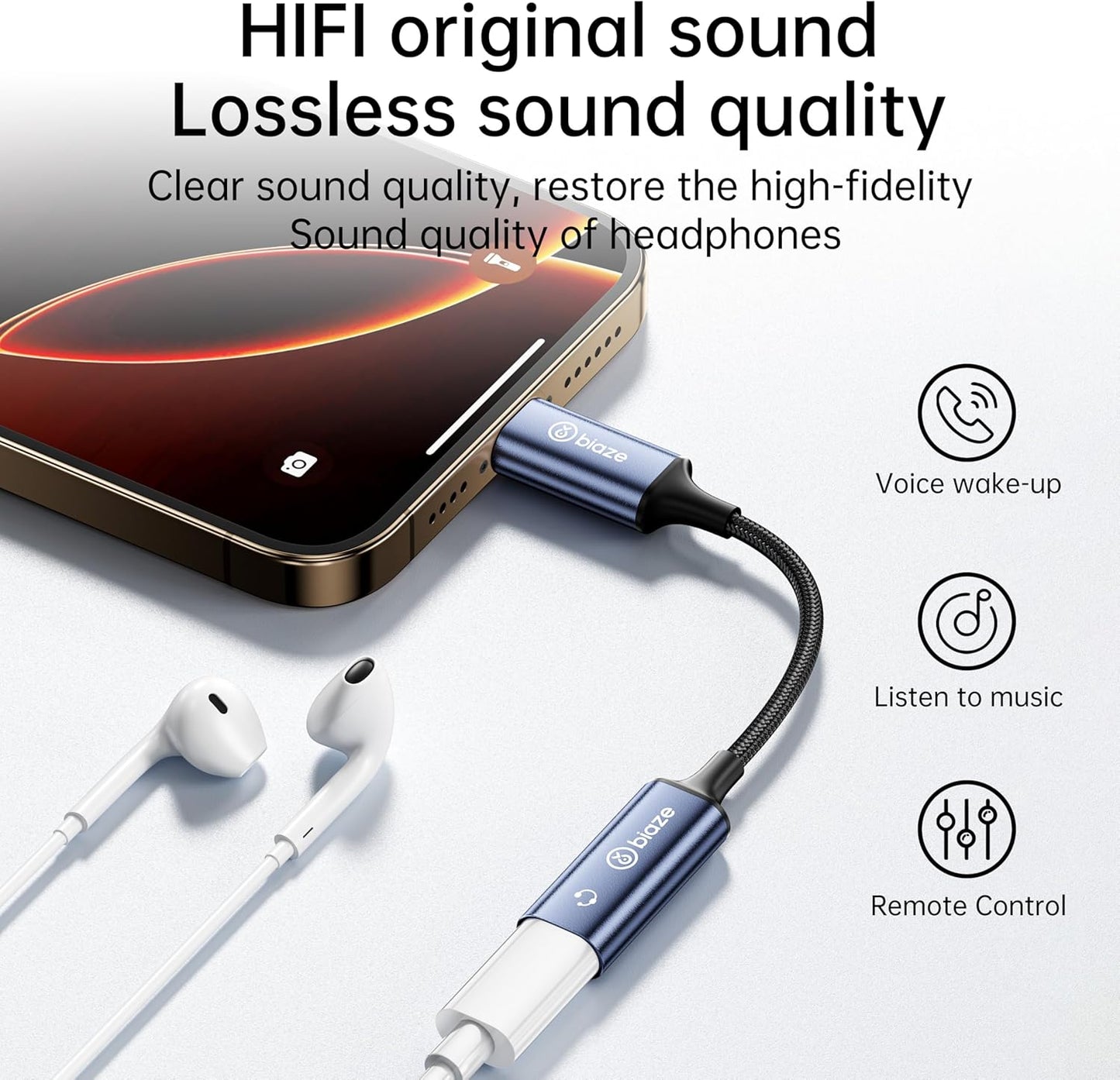 USB C to Lightning Audio Adapter, USB Type C Male to Lightning Female Headphone Converter, Compatible with iPhone 16/15 Full Series, iPad Pro, iPad Air 6/5/4, MacBook