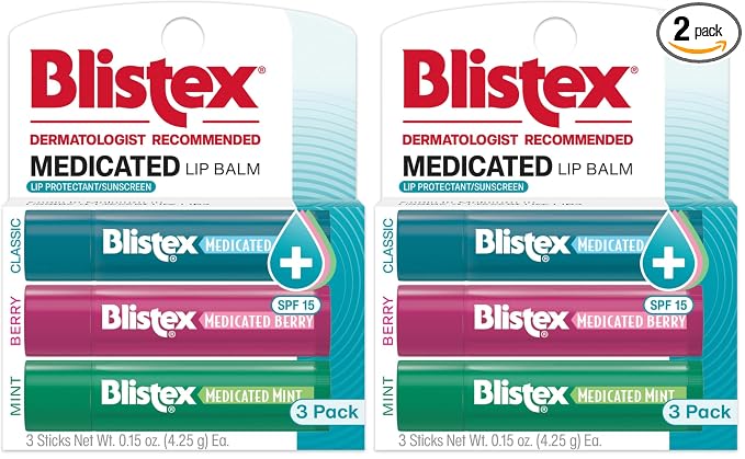 Blistex Medicated Lip Balm 3 Count, 0.15 Oz Each, Mint and Berry Flavor by BLISTEXLIPCARE