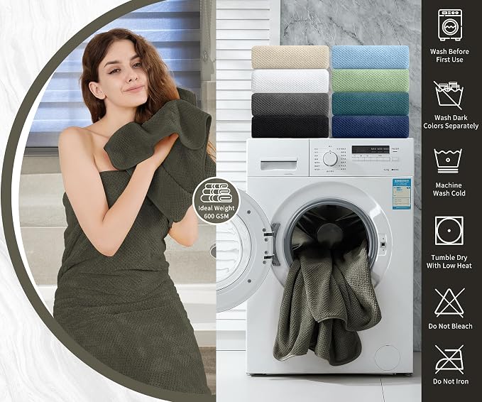 8 Piece Bathroom Towel Set Brown |2 Oversized Large Bath Towels Sheet, 2 Hand - Image 5