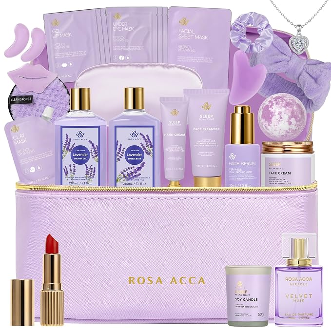 25 Pcs Mother's Day Gift, Lavender Bath & Body Gift Basket Set by RAROSAACCA