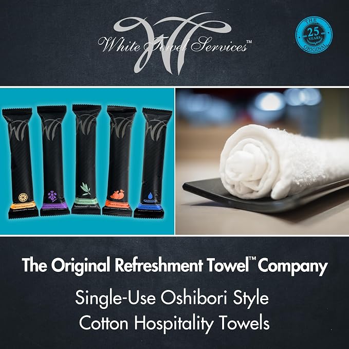 White Towel Services 8" x 8in Moist Cotton Towel Individually Wrapped - Image 2