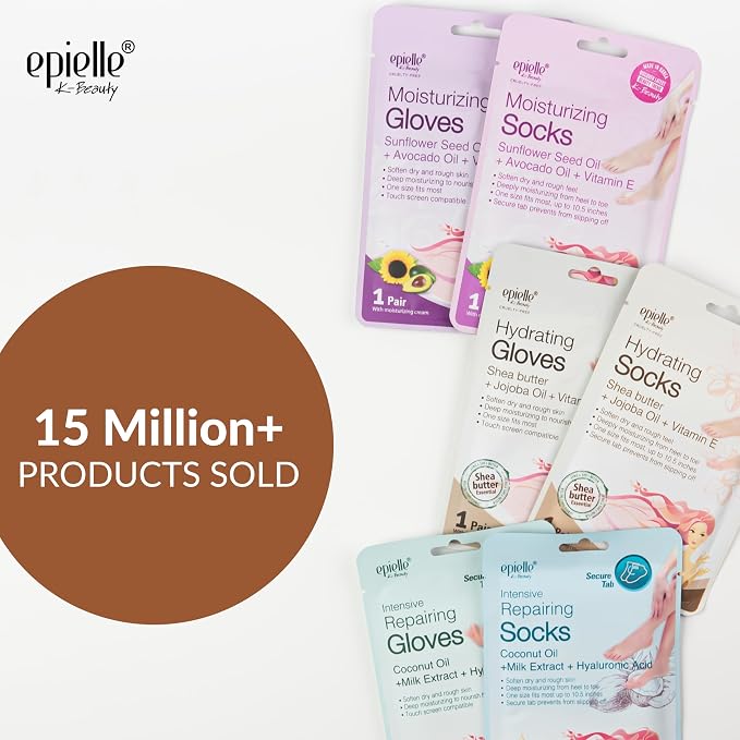 Epielle Hydrating & Moisturizing Hand & Foot Masks, Relieve and Soften Dry - Image 2