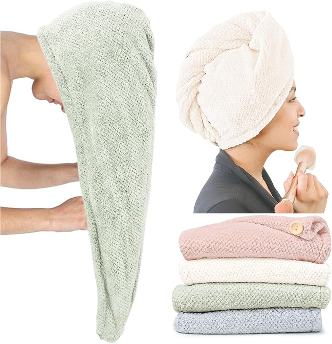 ROLSHOL Extra Large 4 Pack Microfiber Hair Towel Wrap by ROLSHOL