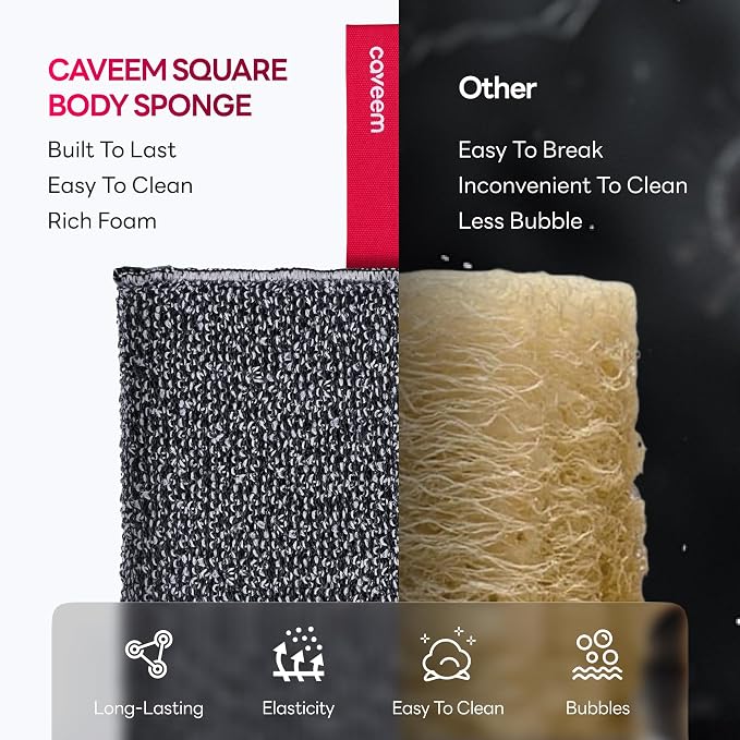 Caveem Exfoliating Body Scrubber, Large Bath and Body Scrub Buffer, Dual - Image 5