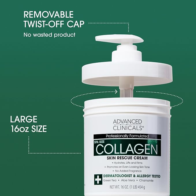 Advanced Clinicals Collagen Cream + Puffy Eye Face Serum 2pc Set | Collagen - Image 3