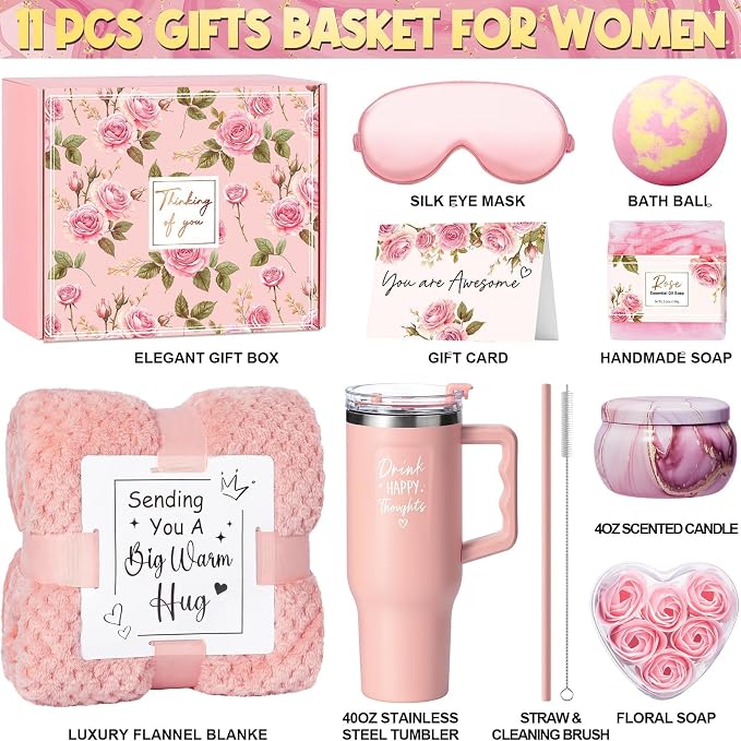 Birthday Gifts for Women Self Care Get Well Soon Gifts, Rose Relaxing Spa Gift - Image 4