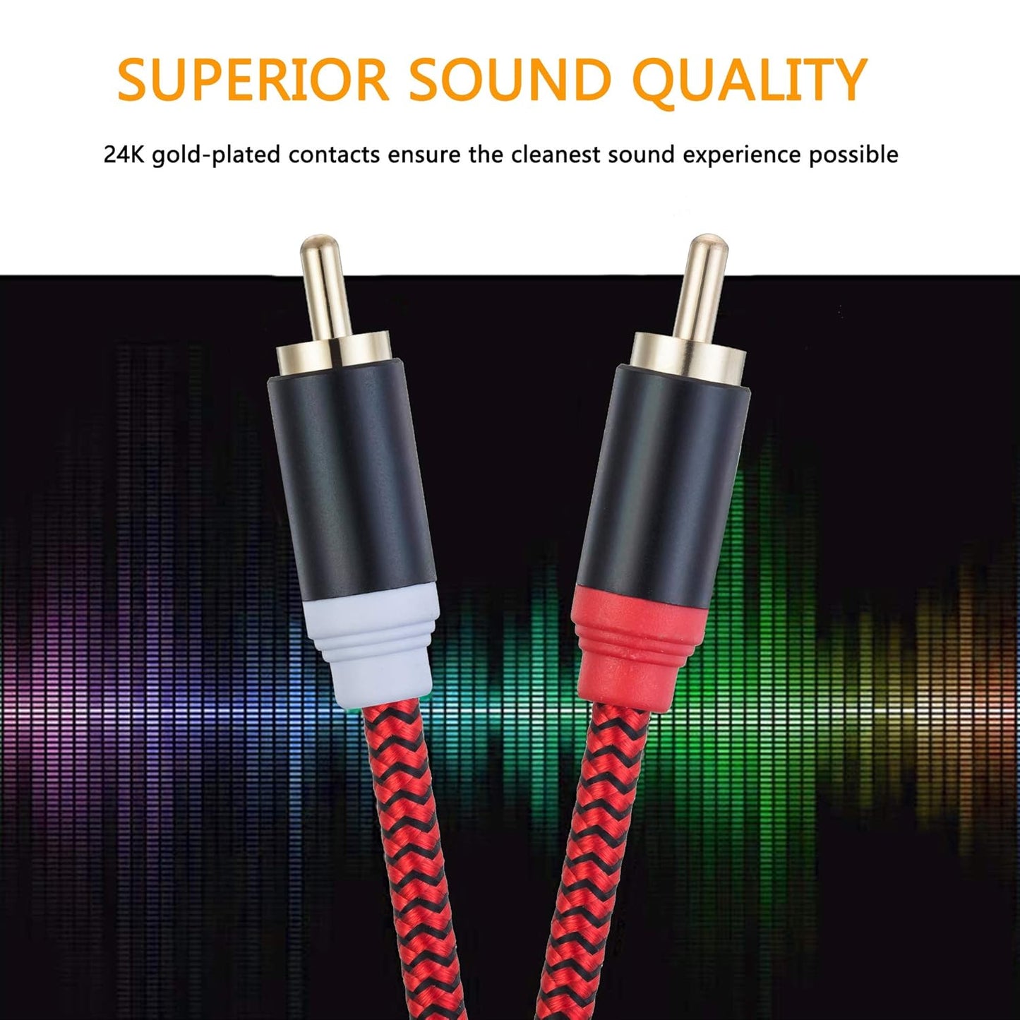 RCA Cable 25Ft,2Rca Male to 2-Rca Male Audio Stereo Subwoofer Cable [Hi-Fi Sound] Nylon-Braided Auxiliary Audio Cord for Home Theater, HDTV, Amplifiers, Hi-Fi Systems,Speakers and etc(25Ft/8M)