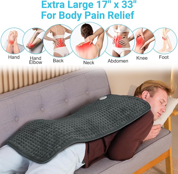 Boileau Electric Heating Pad for Back Pain and Period Cramps Relief, 3 Heating - Image 3