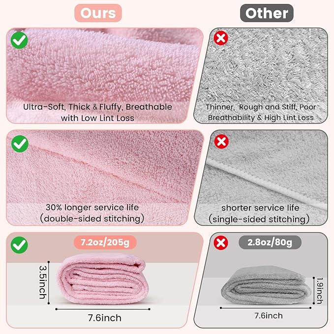 Microfiber Hair Towel Wrap for Women, 2 Pack Large Fast Drying Hair Towel - Image 2