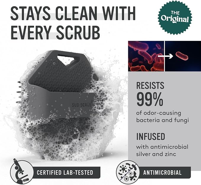 Sud Scrub® Antimicrobial Silicone Body Scrubber, Exfoliating Body Brush - Image 2
