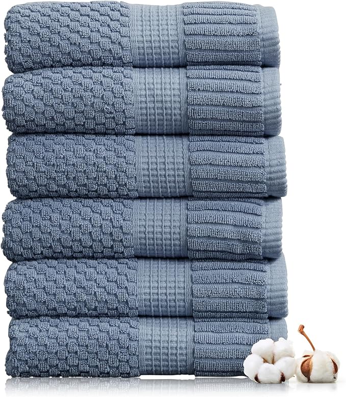 NY Loft 100% Cotton Hand Towel 6 Pack | Super Soft & Absorbent Quick-Dry Hand by NYLoft