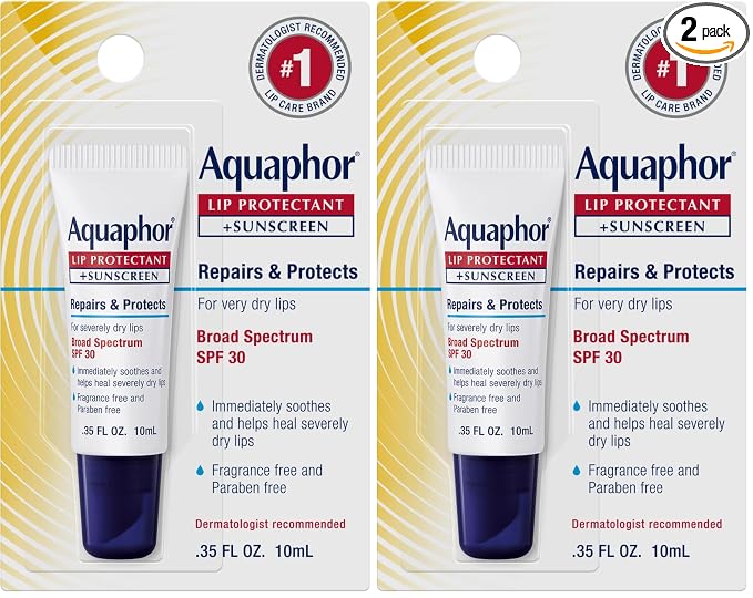 Aquaphor Lip Balm, Lip Repair, SPF 30 | Lip Protectant | 0.35 Oz Tube | Pack of by Aquaphor