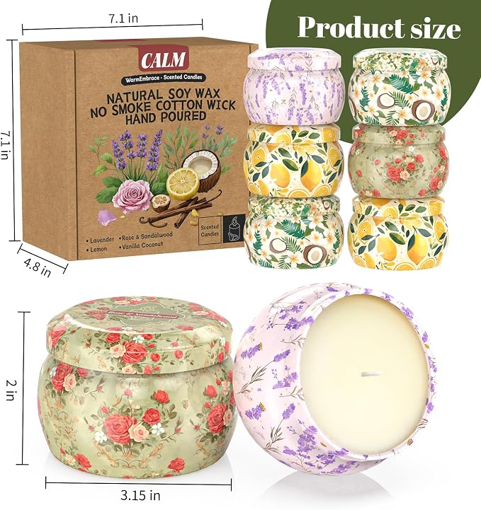 WarmEmbrace Scented Candles for Women, 8 Pack Soy Candle Set, 4.4OZ Candles for - Image 2