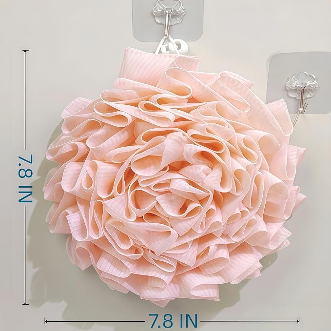 3-Pack Bath Loofah Set with Dual-Sided Shower Puff - Image 6