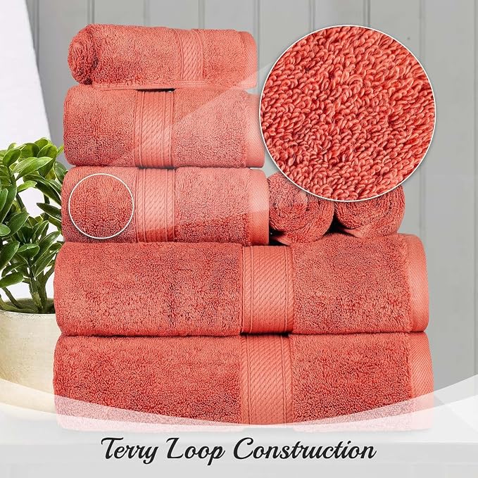 SUPERIOR Egyptian Cotton Pile Hand Towel Set of 4, Ultra Soft Luxury Towels - Image 6