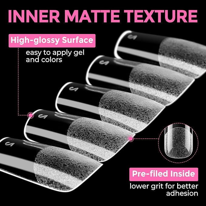 UNA GELLA Medium Square Nail Tips: 216pcs Square Press on Nails Pre-shape Clear - Image 6