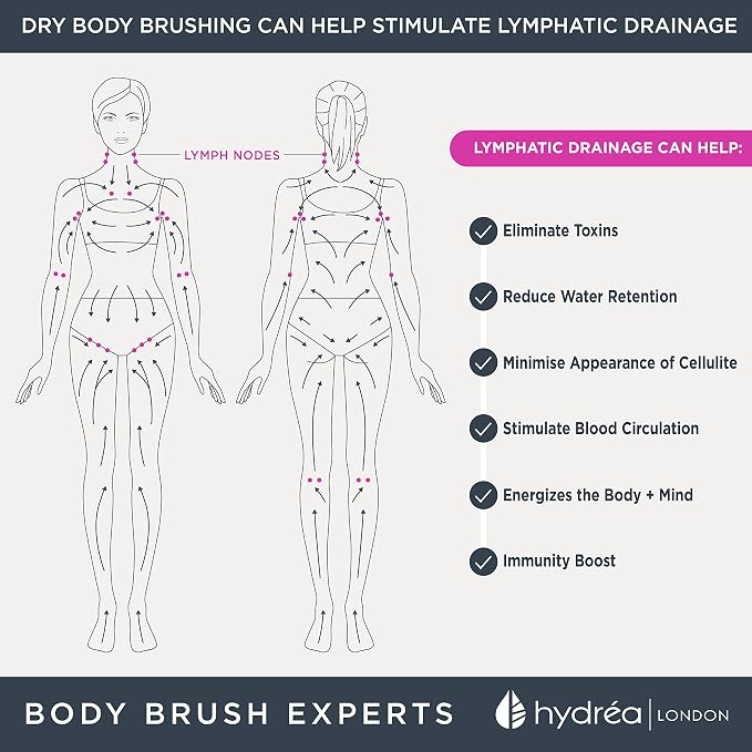 Hydrea London Body Brush Long Handled Exfoliating Back Scrubber, Natural Bristle - Image 7
