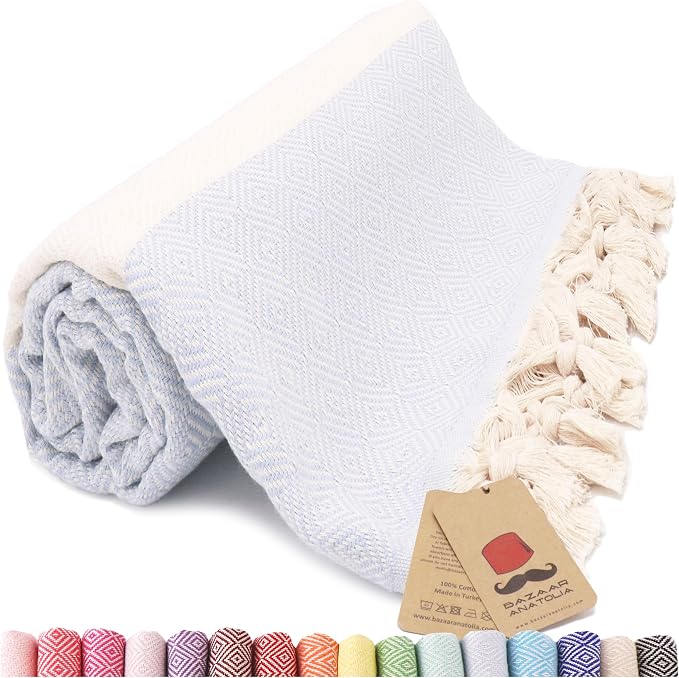 Bazaar Anatolia Turkish Beach Towel – 100% Cotton, Quick Dry, Sand Free Towel by BazaarAnatolia