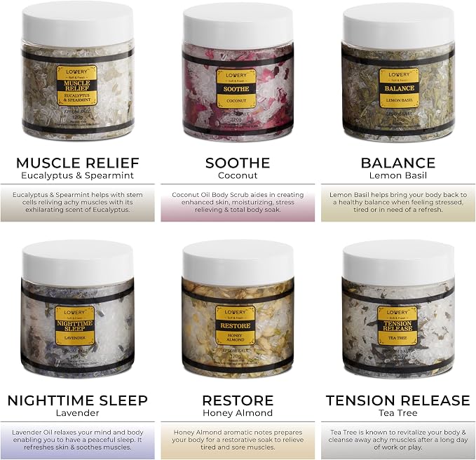 Mothers Day Gifts for Mom, Epsom Bath Salts Gift Basket Set, Self Care Salt - Image 7
