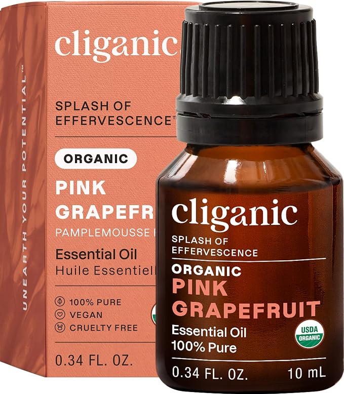 Cliganic Organic Pink Grapefruit Essential Oil, 100% Pure Natural, by Cliganic