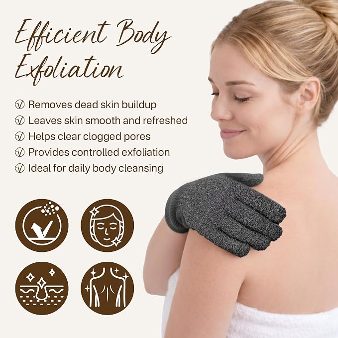 4 Pairs Exfoliating Gloves for Shower, Shower Gloves, Body Scrubber, Korean - Image 2