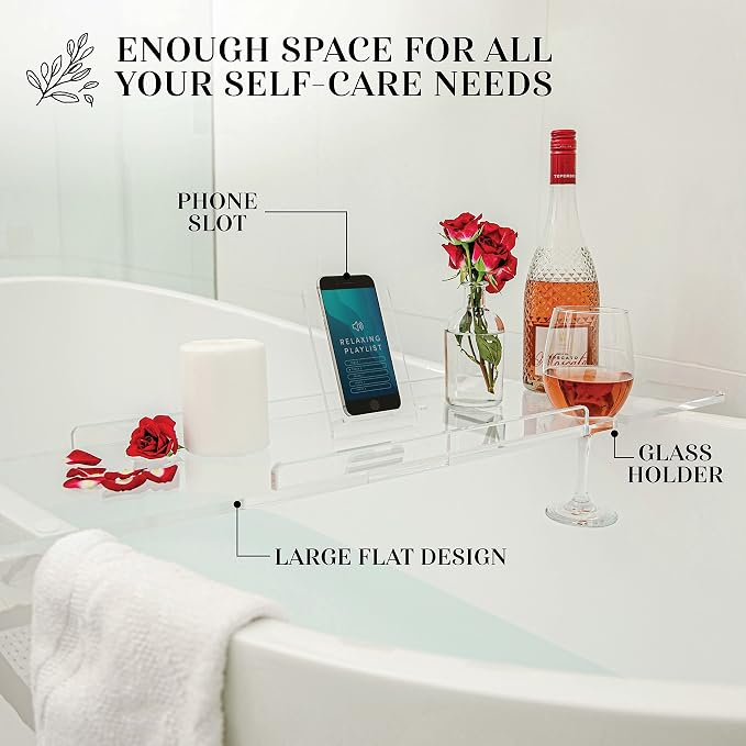 40" Supreme - Clear Acrylic Bathtub Tray Caddy Tub Shelf, Spa Board Luxury - Image 4