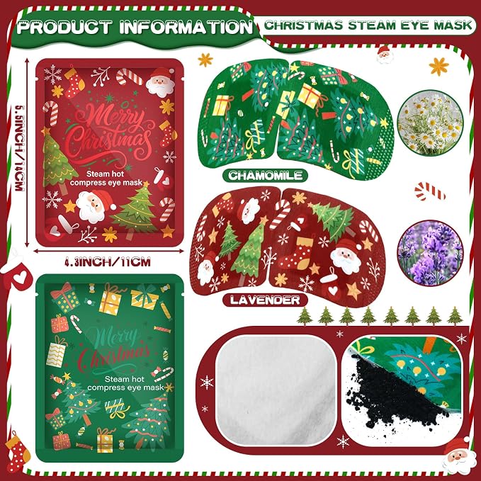 Bonuci 60 Pcs Christmas Steam Eye Masks Bulk - Image 2