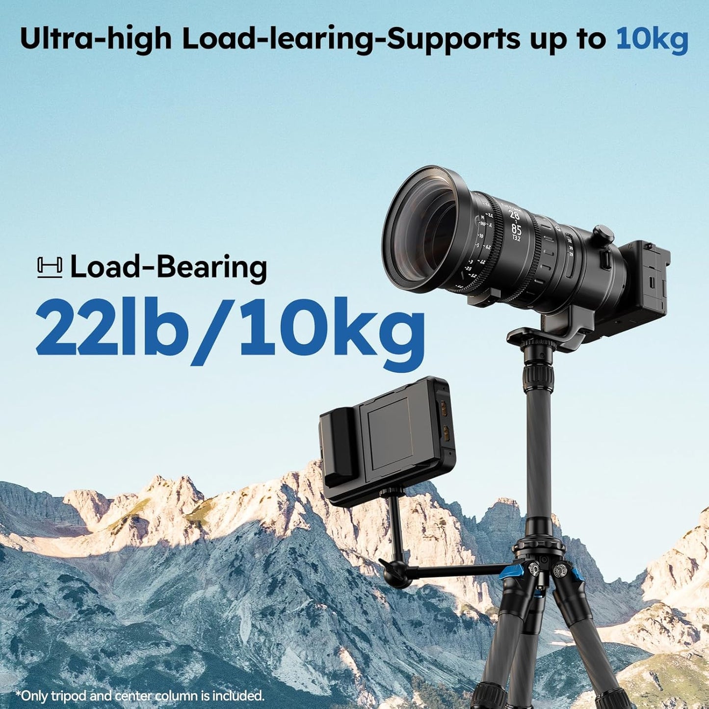 SIRUI Lightweight Carbon Fiber Mini Travel Tripod with Two-Section Center Column, Max Height 26", Supports 22lbs (AM-223+SL-100)