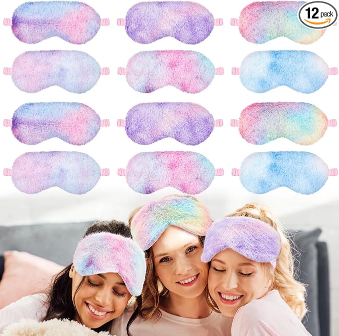 Cuffbow 12 Pcs Plush Sleeping Eye Masks Bulk Comfortable Sleep Eye Cover Mask by Cuffbow