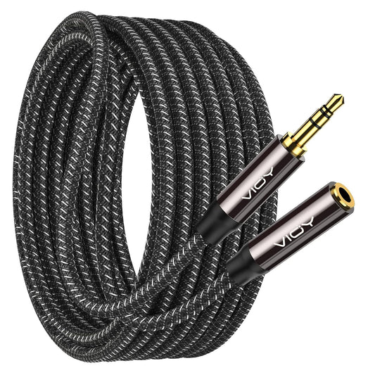 VIOY Headphone Extension Cable 100 FT,[Copper Shell, Hi-Fi Sound] 3.5 mm Male to Female Stereo Audio Cable Nylon Braided Aux Cord for Smartphones, Tablets, Media Player