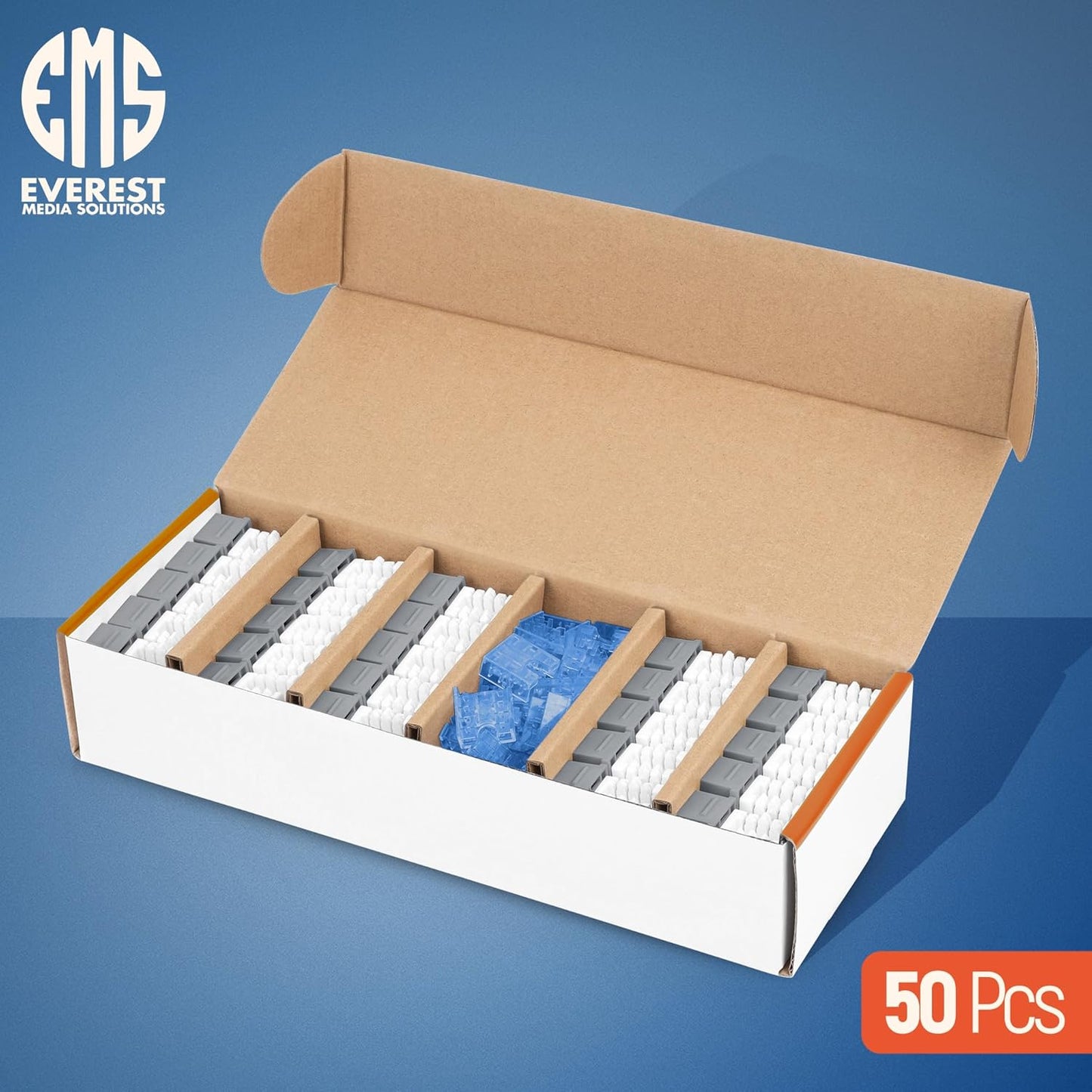 Everest 90° Angled RJ45 Cat5e Keystone Jacks 50-Pack in Gray - Slim Profile Female RJ45 Connectors - Cat 5e Keystone Jack - Compatible with 90° Angled Speed Termination Tool - easyJACK (B094WB91H3)