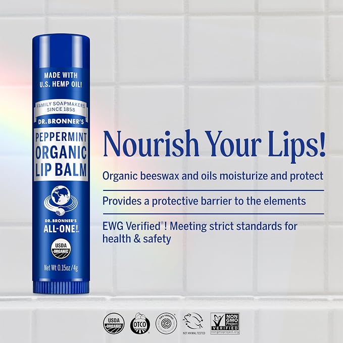 Dr. Bronner's - Organic Lip Balm Variety Peppermint, Lemon Lime) - Made - Image 2