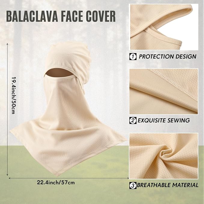 SATINIOR 3 Piece Balaclava Face Cover Sun Protection Neck Cover Summer - Image 3