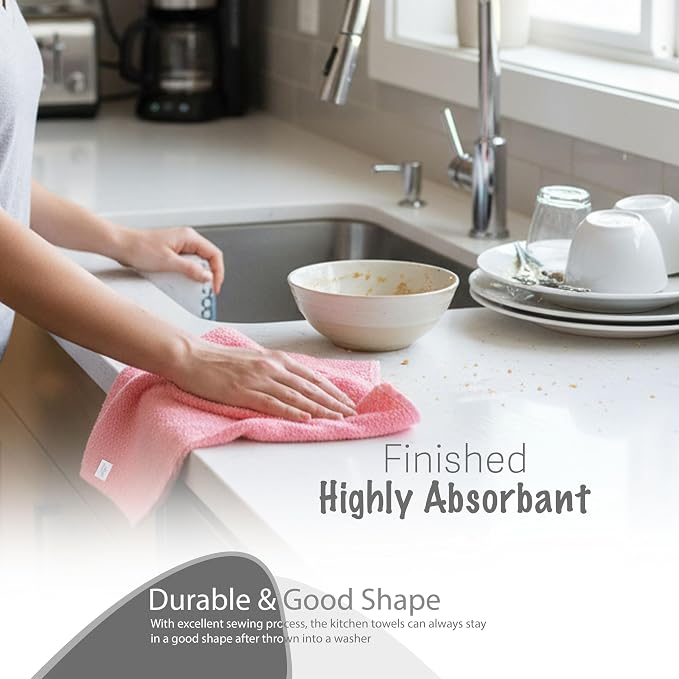 Basic Wash Cloths 12x12 Inches – Bulk Pack of 24 – Rose Pink Color – Soft and - Image 4