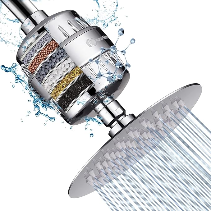 NearMoon Shower Head and 15 Stage Shower Filter Combo, High Pressure Filtered by NearMoon