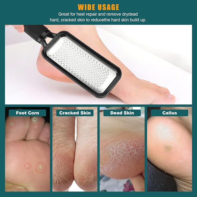 Foot Files Callus Remover 2 Pcs Stainless Steel Professional Pedicure Foot Rasp - Image 7