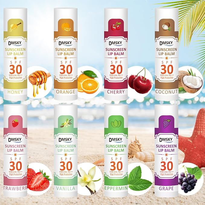 DMSKY SPF 30 Lip Balm 16 Pack, Broad Spectrum Lip Sunscreen No White Cast - Image 2