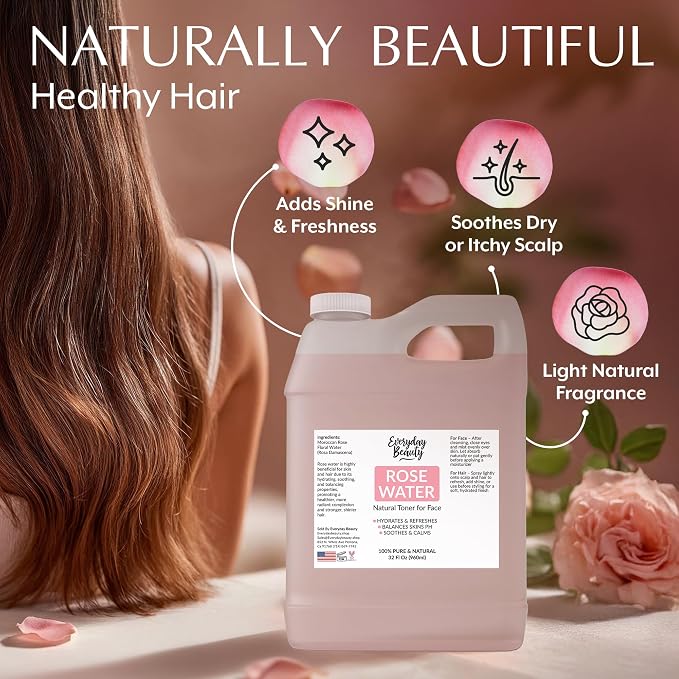 Rose Water Facial Toner - 32oz Bulk Alcohol-Free Vegan All Natural Refreshing - Image 4