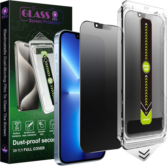 (2-Pack Matte Privacy Anti-Spy Screen Protector for iPhone 13 Pro Max/14 Plus (6.7-Inch),9H Tempered Glass,Anti-Glare,Full Coverage,Anti-Fingerprint,Auto Dust Removal,Bubble-Free
