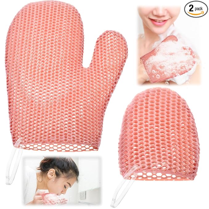 Karenhi 2 Pcs Honeycomb Exfoliating Glove Set Exfoliating Bath Mitt Honeycomb by Karenhi