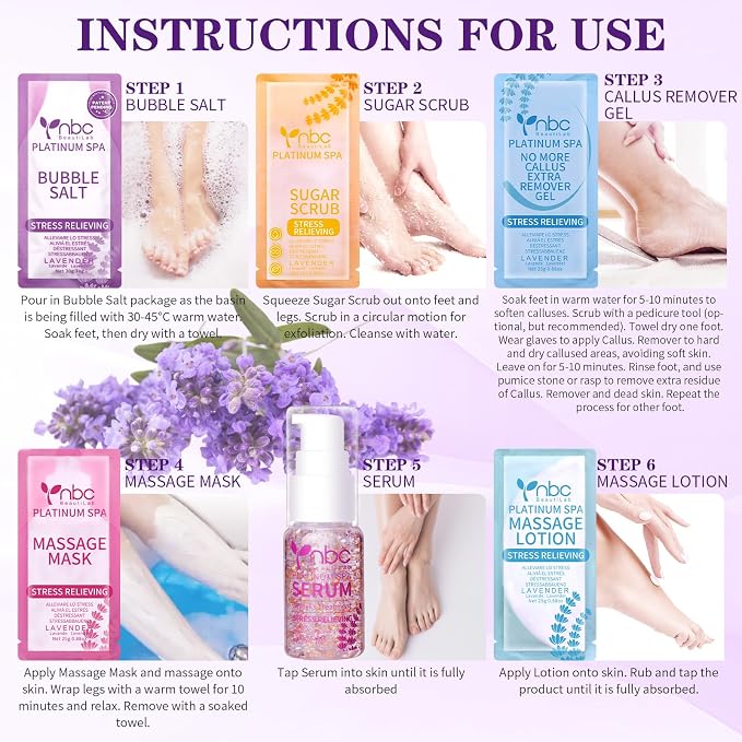 Pedicure Kit Foot Soak Set: Bubble Salt, Sugar Scrub, Massage Mask, Massage - Image 6