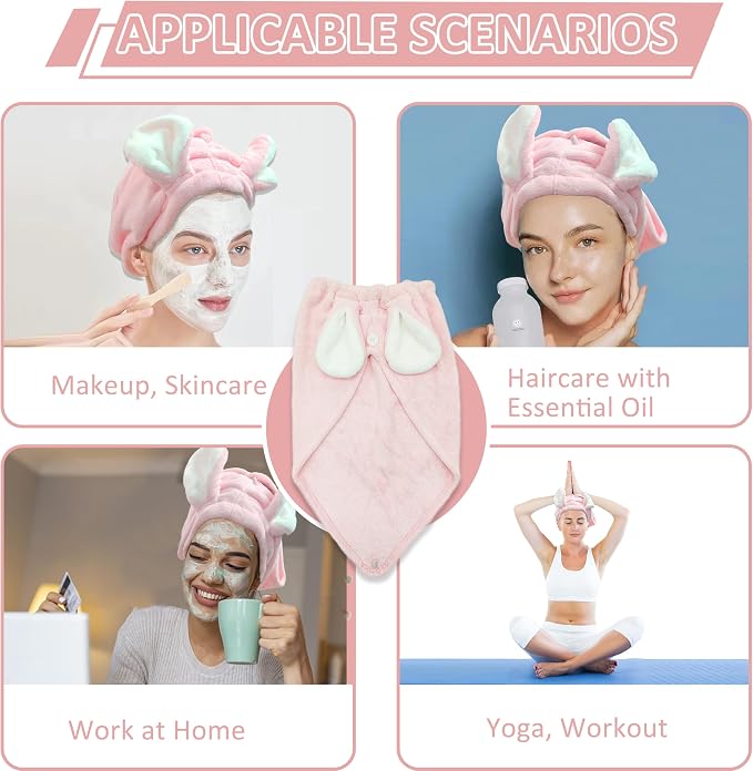 fhgnysm 2 Packs Microfiber Hair Towel, Hair Turbans - Image 7