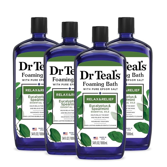 Dr Teal's Foaming Bath with Pure Epsom Salt, Relax & Relief with Eucalyptus & by DrTeals