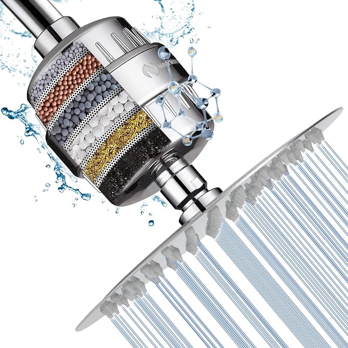 NearMoon Shower Head and 15 Stage Shower Filter Combo, High Pressure Filtered by NearMoon