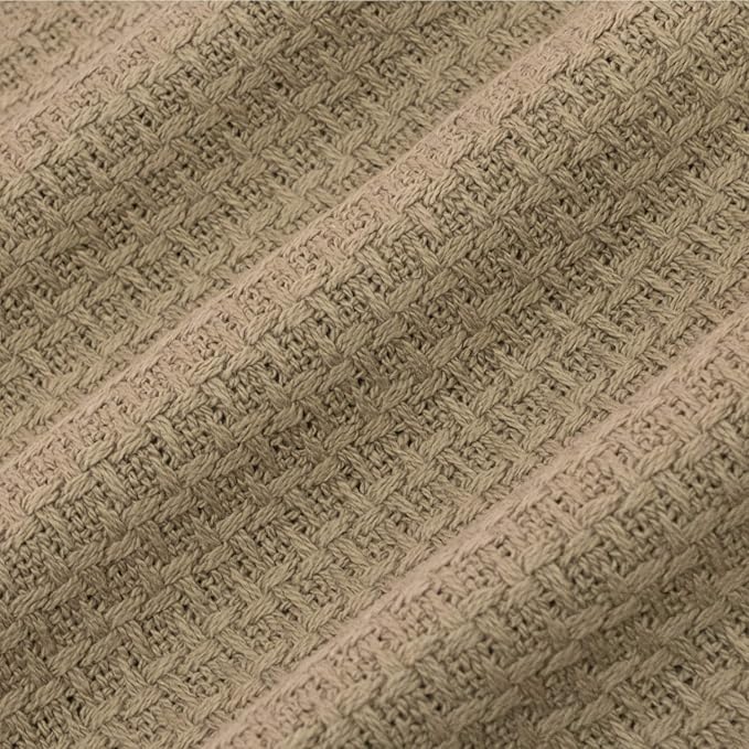 100% Fine Cotton Luxurious Basket Weave Blanket, Queen Size - Image 3