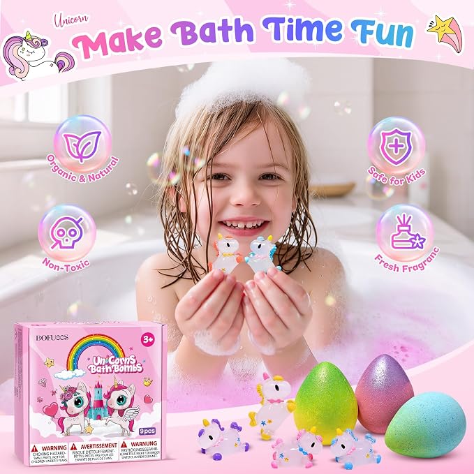 Unicorn Bath Bombs with Surprise Toys Inside, Birthday Mothers Day Gifts - Image 2