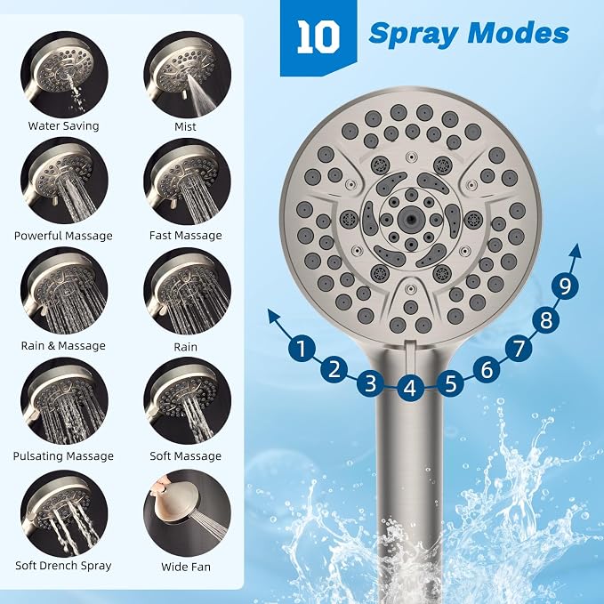Hibbent Dual Filter All Metal 12" Rainfall Showerhead Combo, High Pressure - Image 3