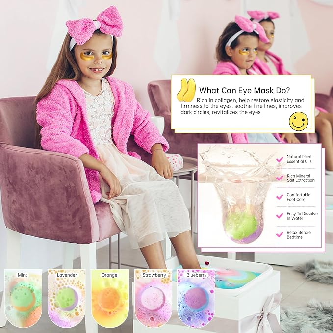 56PCS Spa Party Supplies For Girls, Spa Birthday Party Favors For 8 People - Image 3