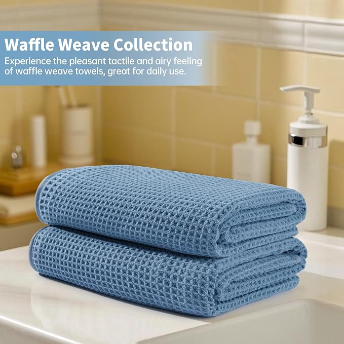 Microfiber Waffle Bath Towels, 4 Pieces, Fast Drying, Lint Free 430 GSM - Image 6