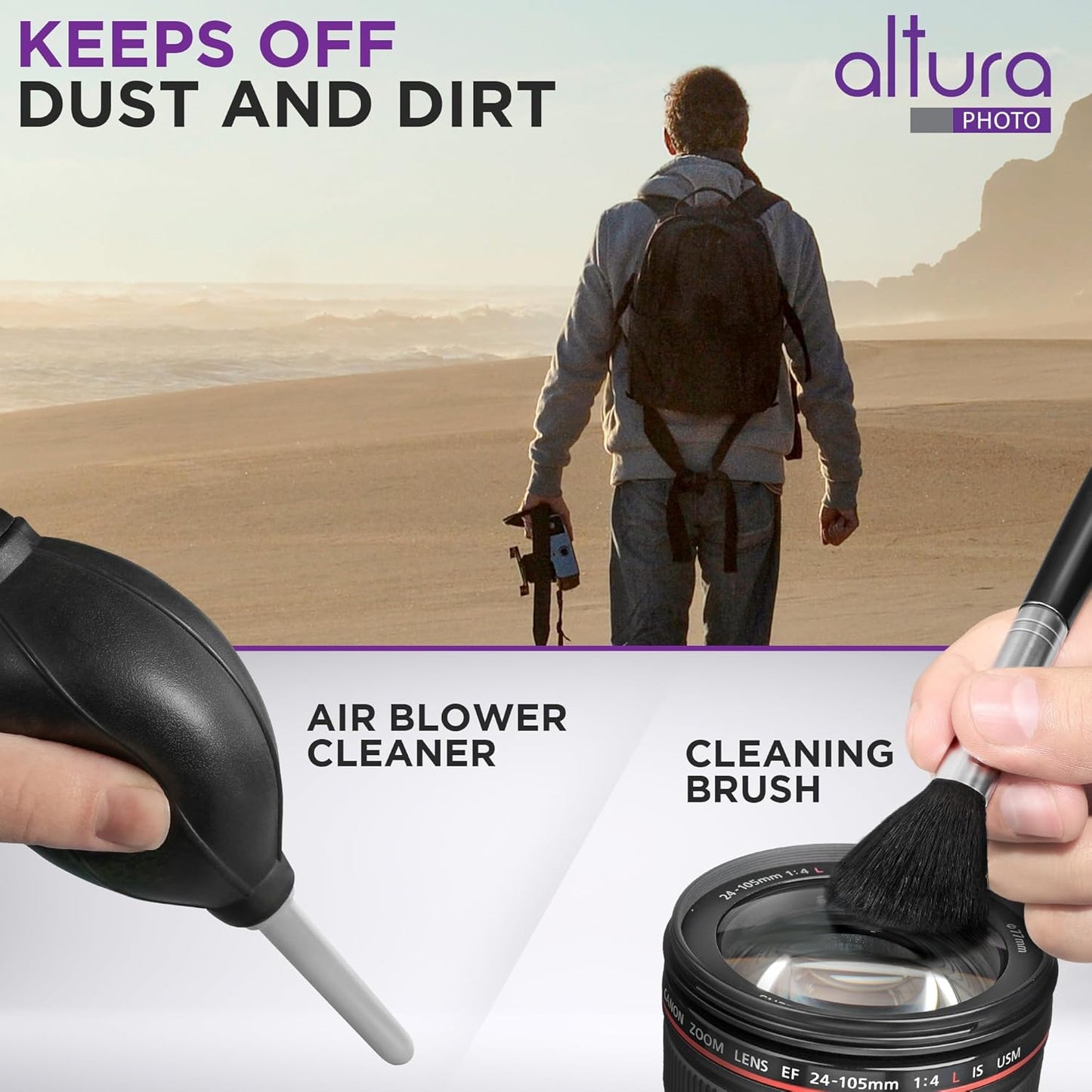 Altura Photo Camera Cleaning Kit - Camera Accessories Electronics Bundle - Lens Cleaner Spray, Brush, Pen, Cloths, Wipes, Air Blower - DSLR Photography Accessories Lens Cleaning Kit Photographer Gifts